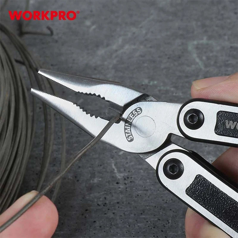 WORKPRO WP382009 15-In-1 Multi purpose Pliers - Portable Folding Multi purpose Manual Tool with Sheath