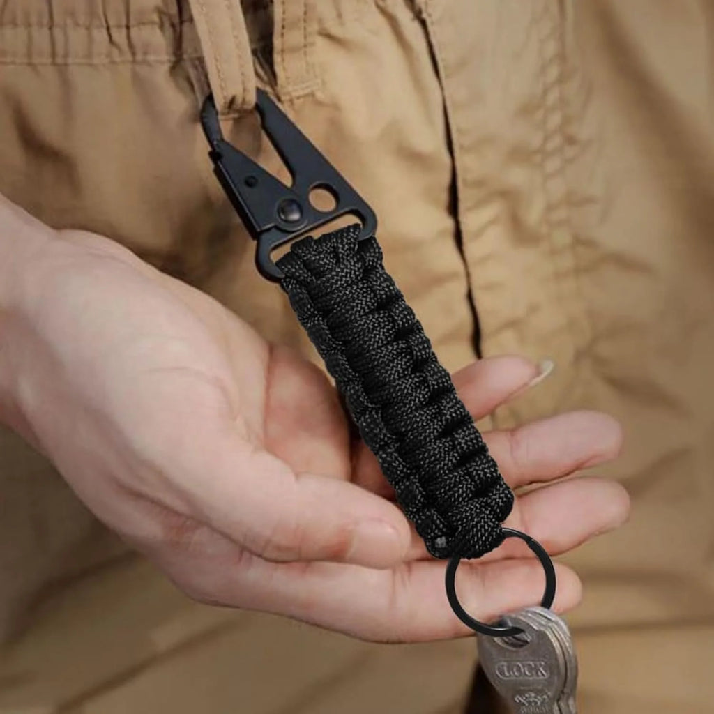 Paracord Keychain Ring Survival Kit Camping Carabiner Military Braided Cord Rope With Clips Lanyard Emergency Knot Outdoor Tools